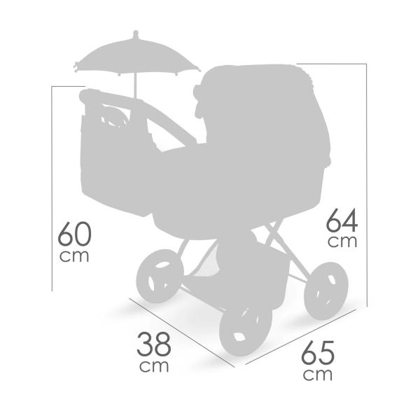 DeCuevas 85075 Skládací kočárek pro panenky se slunečníkem a taškou Sophie 2025 - 60 cm (obrázek 10)