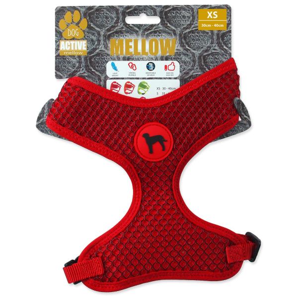 Postroj Active Dog Mellow XS červený 1,5×30-40cm
