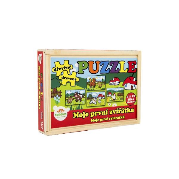 Puzzle dřevěné Moje první zvířátka 4x12 dílků 20x14x3, 5cm v dřevěné krabičce (obrázek 8)