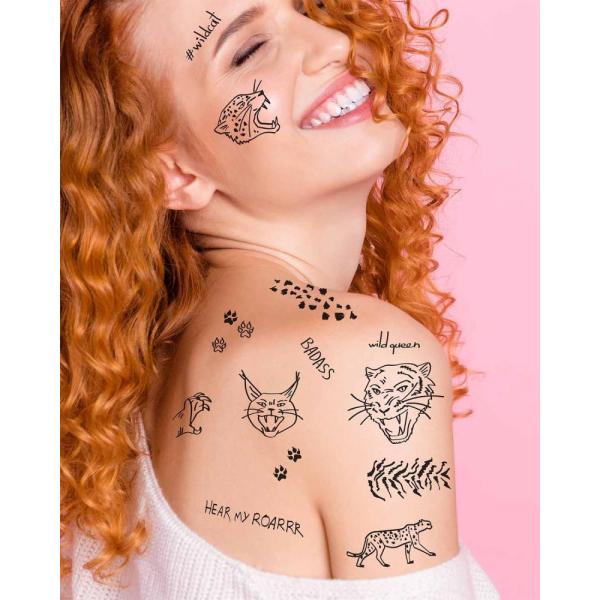 TATTonMe Voděodolné dočasné tetovačky Divoké kočky mix