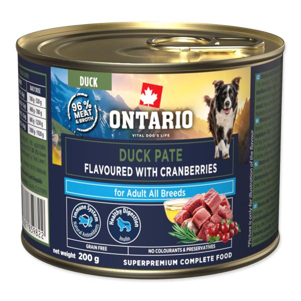 Konzerva Ontario Adult kachní paštika s příchutí brusinek 200g