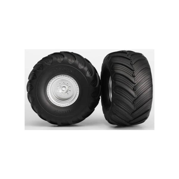 Traxxas kolo 2.0/3.0", disk saténový chróm, pneu Terra Groove (pár)