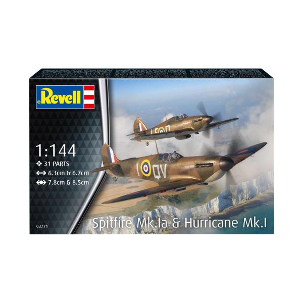 Plastic ModelKit letadlo 03771 - Supermarine Spitfire Mk.Ia & Hawker Hurricane Mk.I (1:144 (obrázek 3)