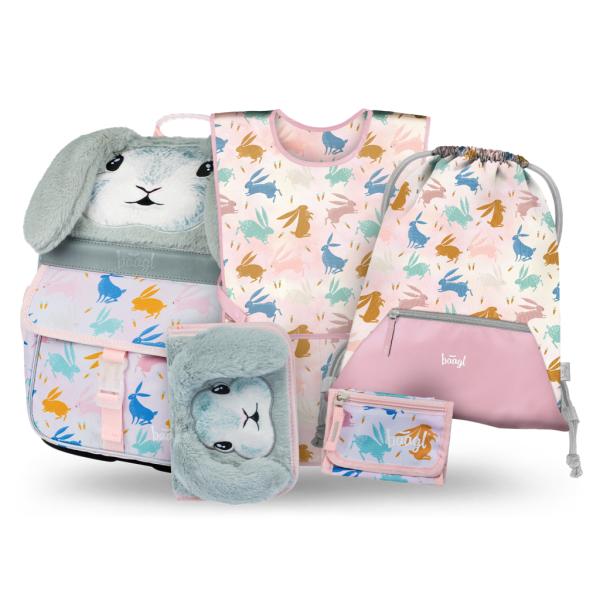 BAAGL SADA 5 Zippy Bunny: aktovka, peračník, vrecko, zástera, peňaženka