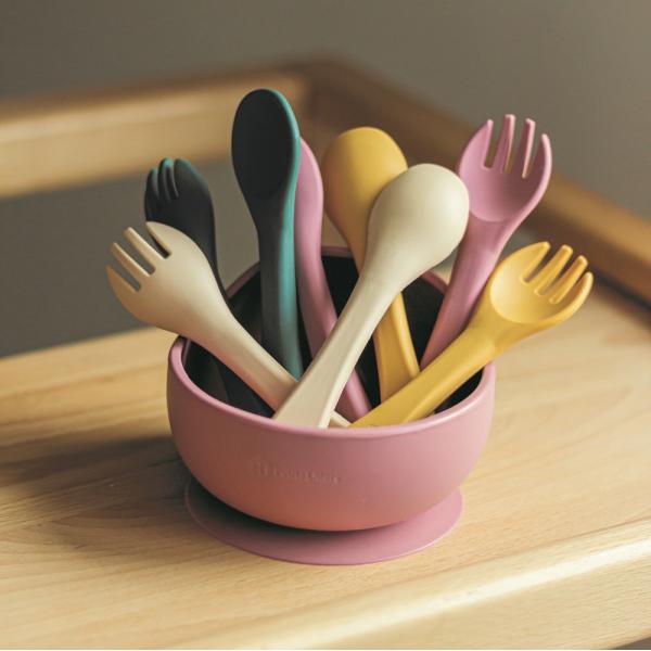 PETITE&MARS Příbor silikonový TAKE&MATCH Dusty Rose 6m+ (obrázek 5)