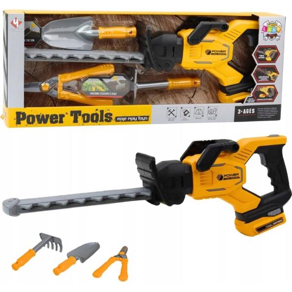 Nožnice na živý plot 57cm na batérie so zvukom a doplnkami 3ks