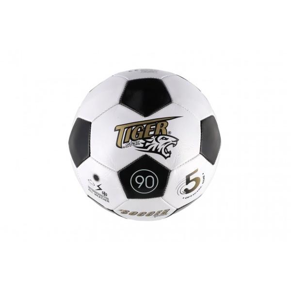 Fotbalový míč, šitá kůže 23cm vel. M 5 černo-bílý