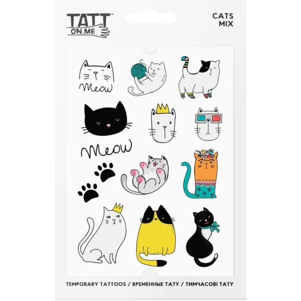 TATTonMe Voděodolné dočasné tetovačky Kočky mix