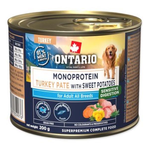 Konzerva Ontario Adult monoprotein krůtí paté s batáty 200g