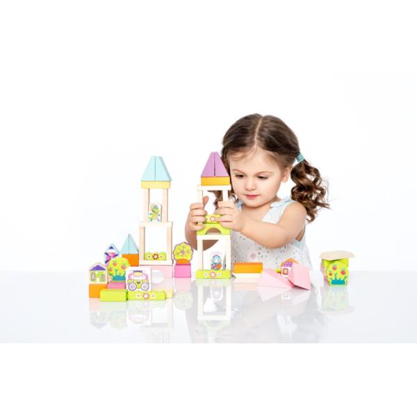 Cubik 13906 Pohádkové město – dřevěná stavebnice 55 dílů