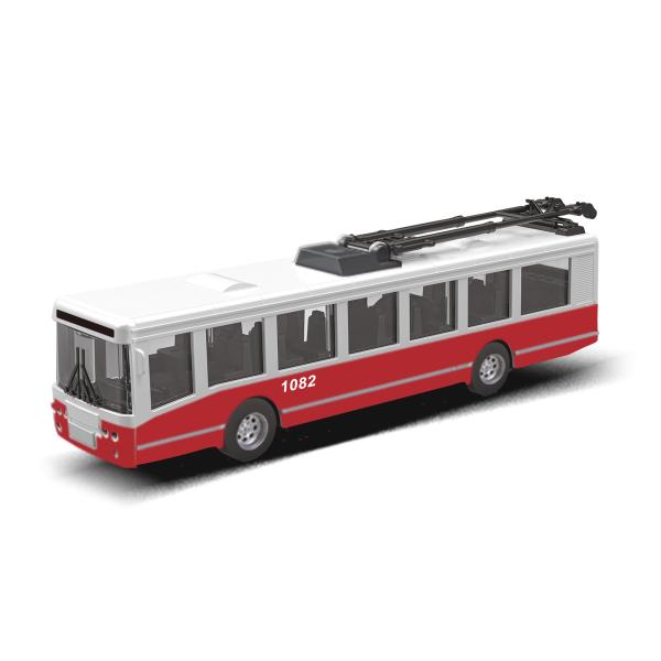Trolejbus MHD červený 16 cm