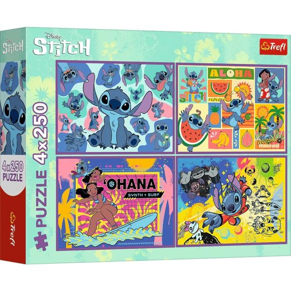Trefl Puzzle Lilo & Stitch 4 x 250 dílků Úžasný Stitch