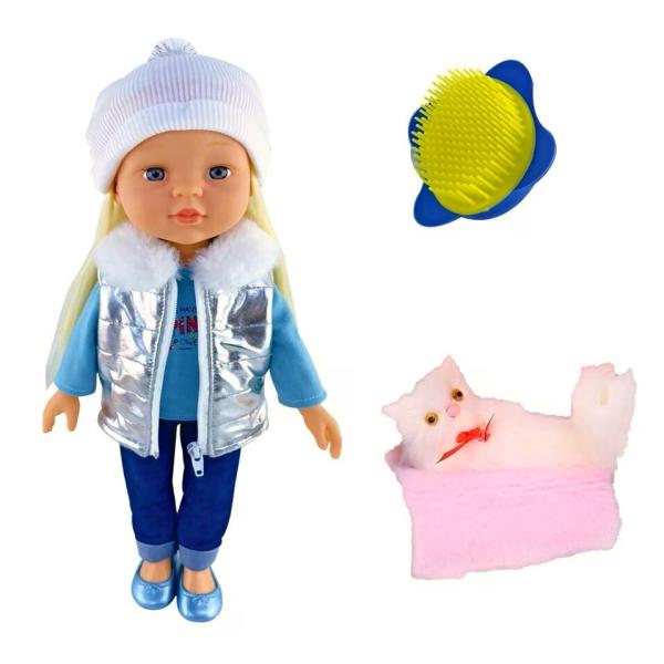 Bábika s mačkou 43cm