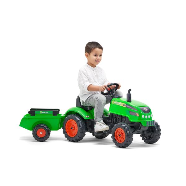 Falk Šlapací traktor 2048AB X-Tractor s vlečkou a otevírací kapotou - zelený (obrázek 4)
