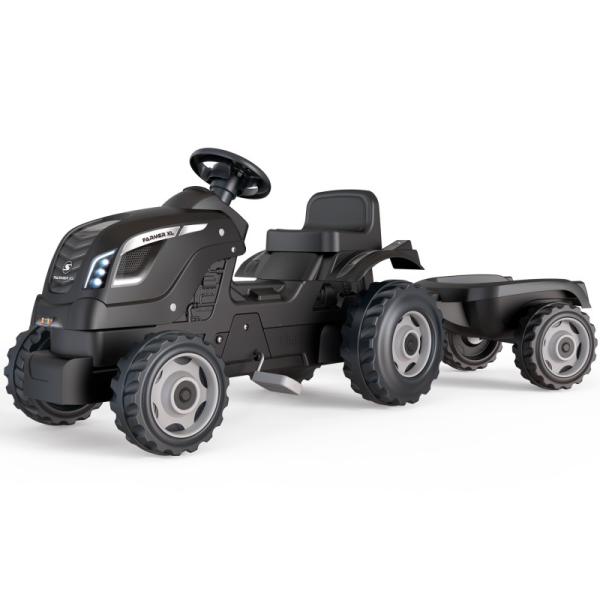 Smoby Šlapací traktor Farmer XL černý s vozíkem