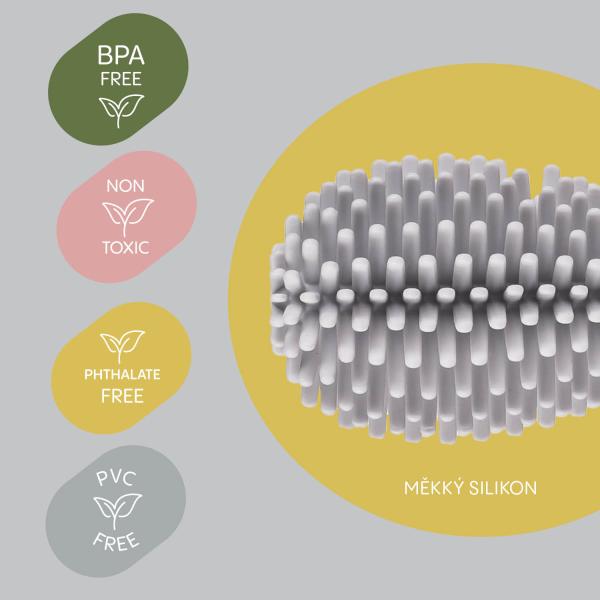 Silikonový kartáč na dětské lahve 3v1, Light Grey