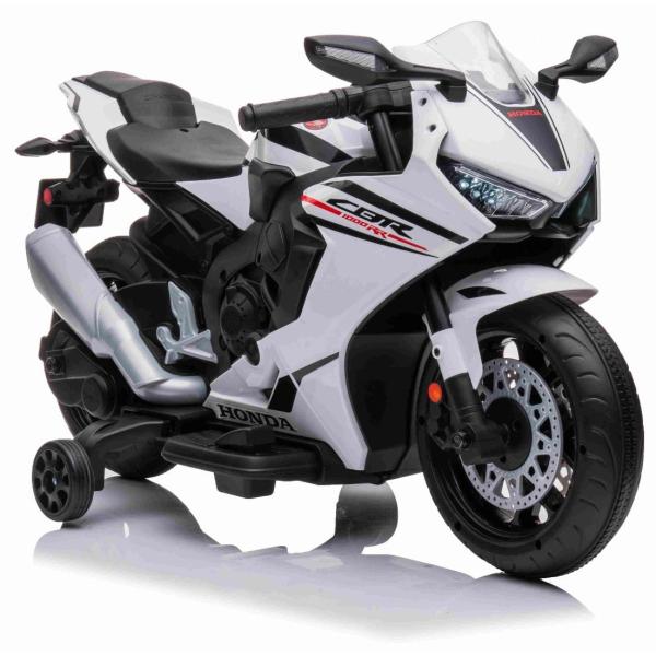 Elektrická Motorka HONDA CBR 1000RR, Licencované, 12V baterie, Plastová kola, bílá (obrázek 5)