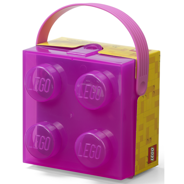 LEGO box s rukojetí – průsvitná fialová