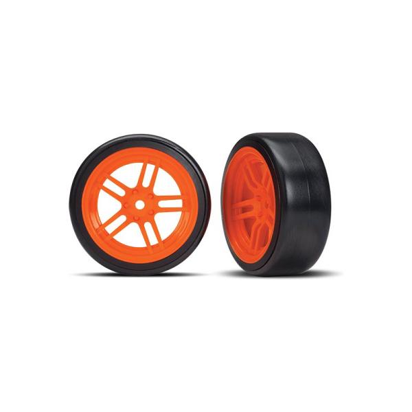 Traxxas kolo 1.9", disk split-spoke oranžový, pneu Drift (2) (přední)