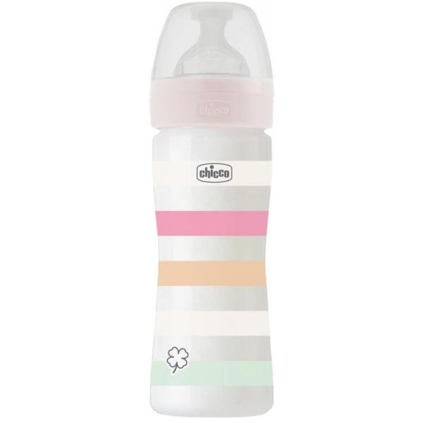 CHICCO Láhev kojenecká Well-being silikon 250ml holka