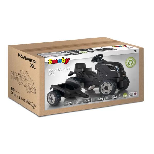 Smoby Šlapací traktor Farmer XL černý s vozíkem (obrázek 3)