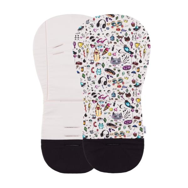 Petite&Mars Foamy Memory Foam Liner - Coprisedile Universale Per Passeggino, In Cotone (Limite 100 Tatoo)-image