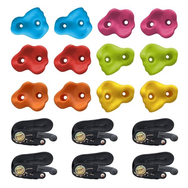 2Giocattoli Per Bambini Maniglie Da Arrampicata Con Cinghie Per L'albero 12 Pz-image