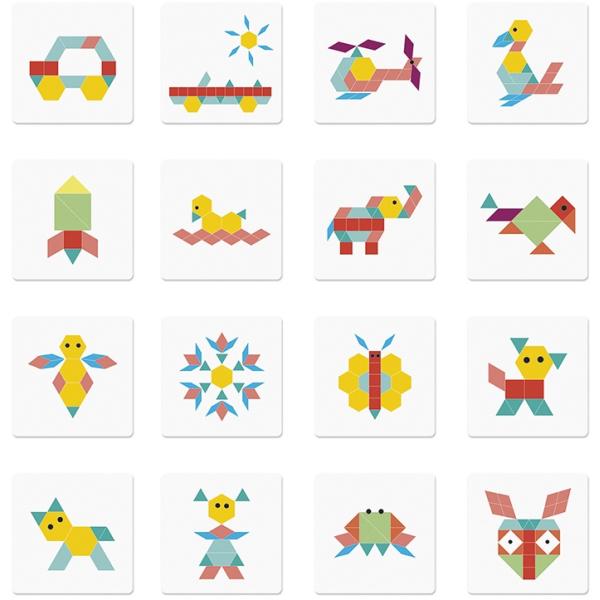 Janod Magnetická tabule s magnetkami origami puzzle Geometrické tvary