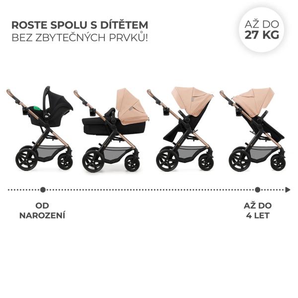 KINDERKRAFT Kočík kombinovaný Moov 2 3v1 Písečně béžová - pěnová kola (obrázek 4)