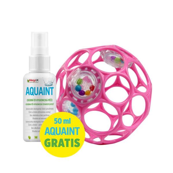 OBALL Hračka Oball RATTLE 10 cm 0m+ dark pink + 50 ml Aquaint