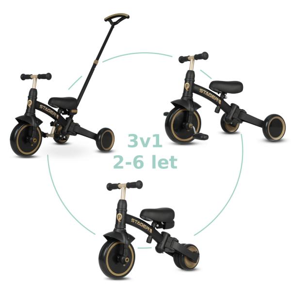 QPLAY Trojkolka Stager 3v1 Platinum, 2-6 rokov