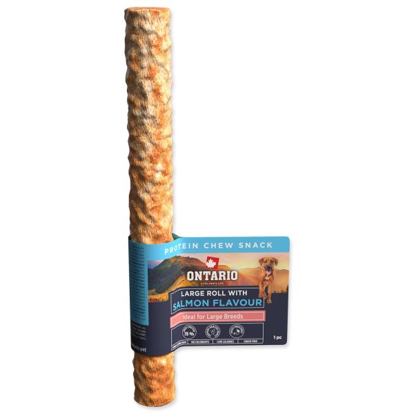 Delicia Ontario Protein sabor salmón, rollo masticable grande 1ud 25,4cm