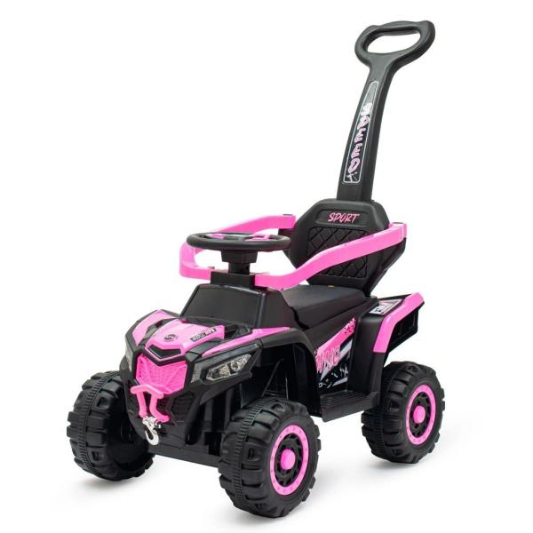 Otroški električni poganjalec Baby Mix Ruggy z vodilno palico baby pink