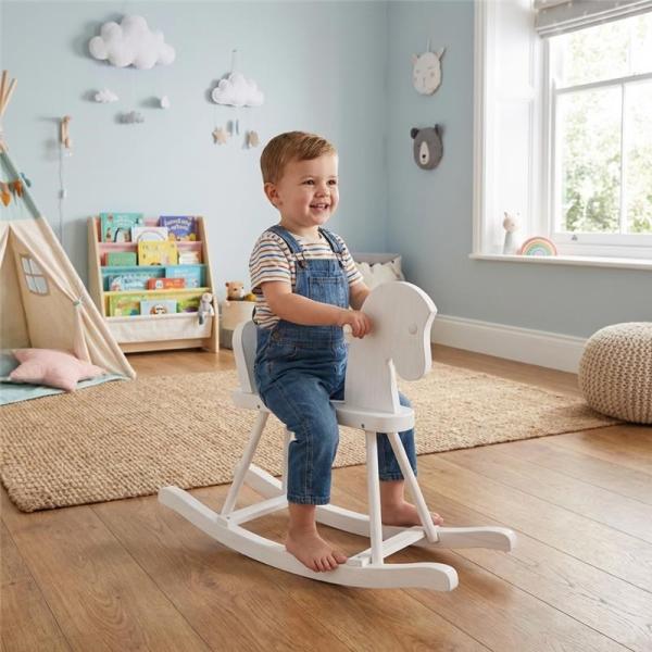 Dřevěný houpací koník pro děti Baby Mix bílý (obrázek 4)