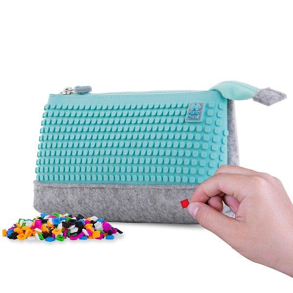 PIXIE CREW velké pouzdro ŠEDÉ/TYRKYSOVÉ/RŮŽOVÉ