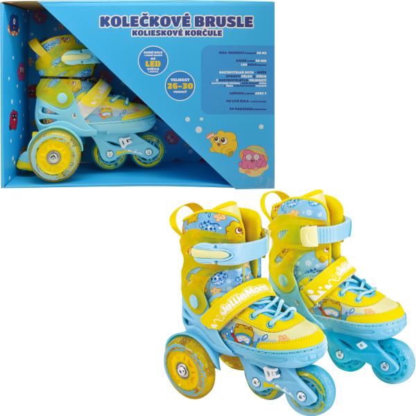 Dětské svítící kolečkové brusle – Žluté (vel. 26-30)