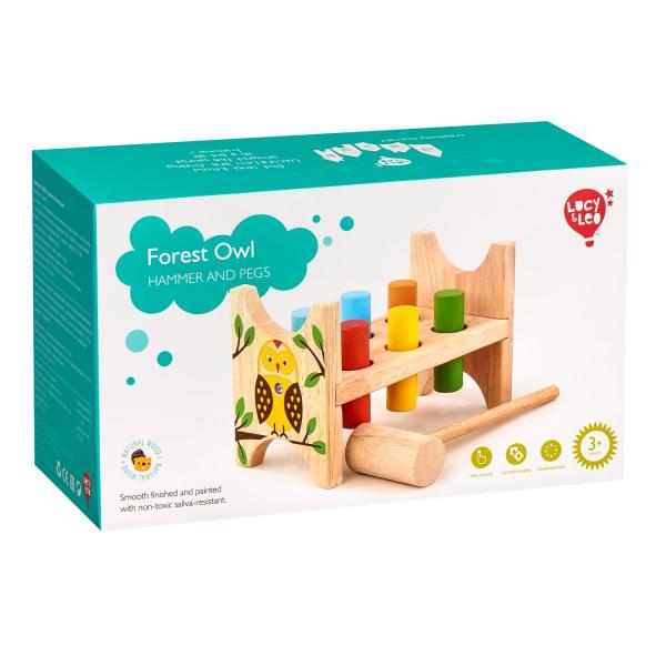 Lucy & Leo 223 Lesná sova – dřevěná zatloukačka 8 dílů