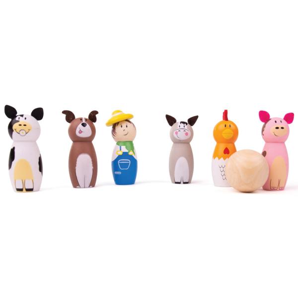 Bigjigs Toys Dřevěné kuželky farma (obrázek 4)