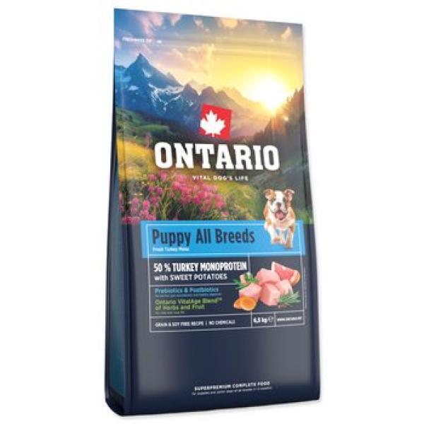Krmivo Ontario Puppy All Breeds Monoprotein Turkey & Sweet Potatoes 6,5kg (obrázek 6)