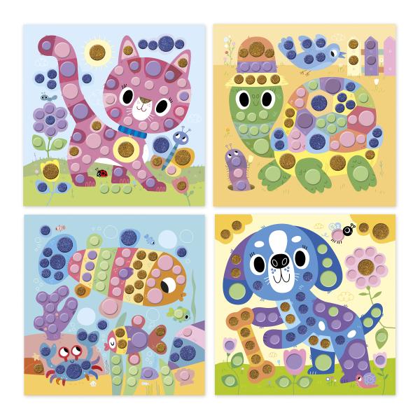 Janod My arts&crafts Mini Kulaté nálepky Pejsek a kamarádi od 3 let