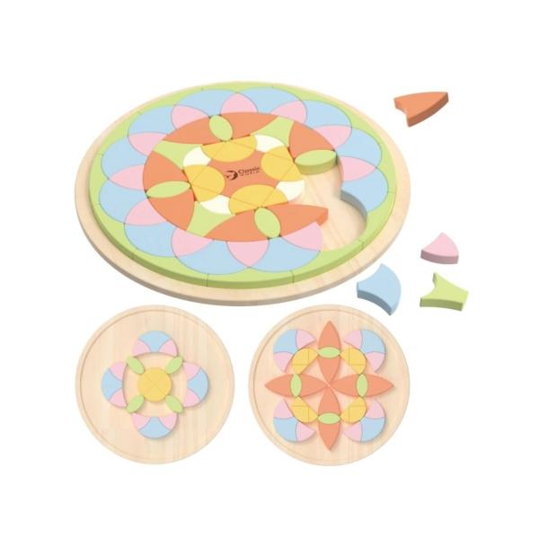 Skladačka/vkladačka mandala drevo 71ks 23x23x5cm