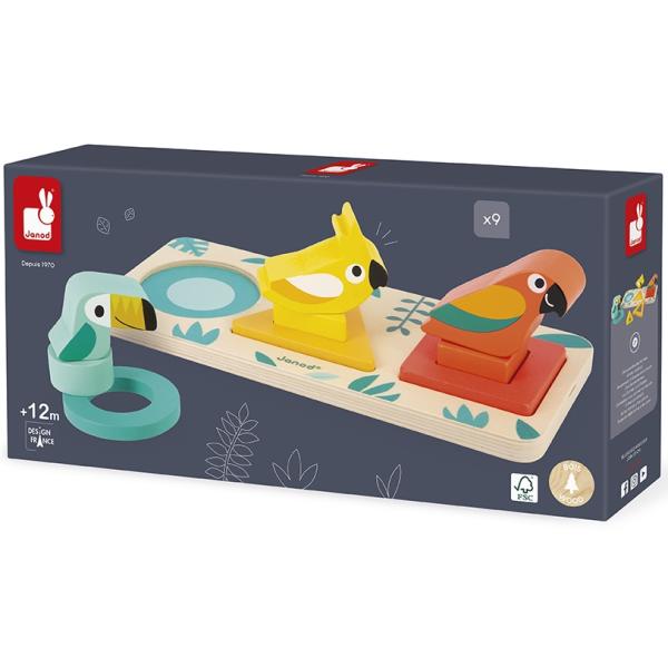 Janod Dřevěná vkládačka Ptáci Tropik (obrázek 7)