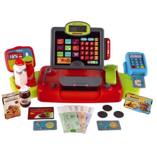 Pokladňa veľká digitálny plast na batérie so zvukom a svetlom v krabici