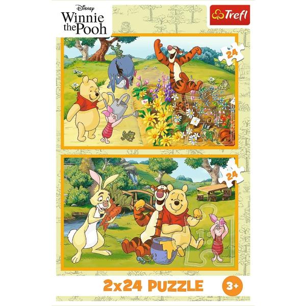 Trefl Puzzle 2×24 Medvídek Pú / Den na zahradě