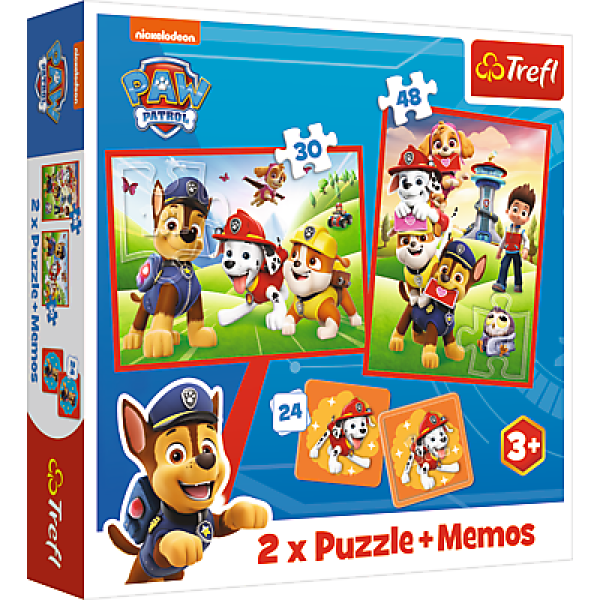 Trefl Puzzle 2v1 + memoria - Equipo de perros en acción / Viacom PAW Patrol