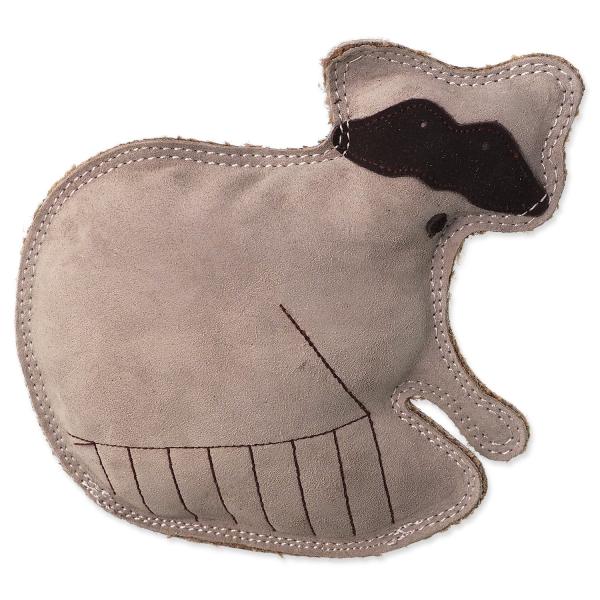 Hračka Dog Fantasy Dura-fused medvedík čistotný pískací, koža a juta 18,5cm