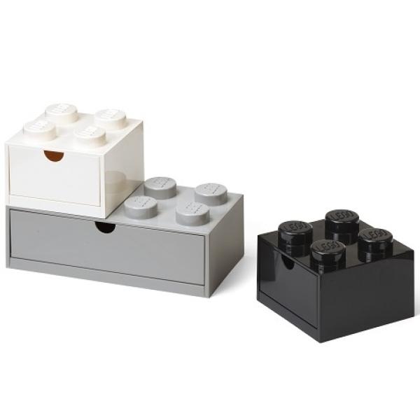 LEGO® stolné boxy so zásuvkou Multi-Pack 3 ks - čierna, biela, šedá