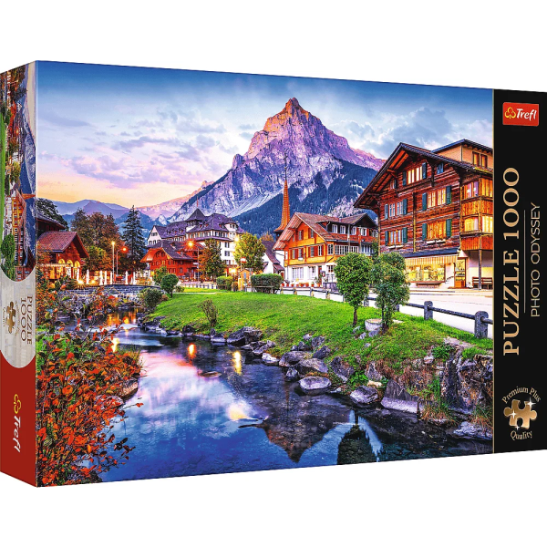 TREFL Puzzle 1000 Premium Plus Kvalita Foto Odysea: Alpské město, Švýcarsko