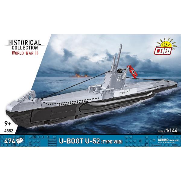 Cobi 4852 Druhá světová válka Německá ponorka VIIB (U-Boat U-52), 1:144, 470 k