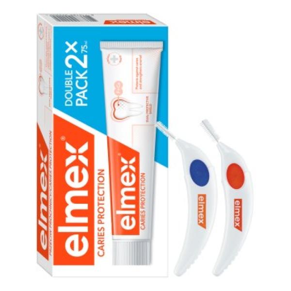 Elmex Caries Protection Duopack – 2x zubná pasta 75ml + medzizubná kefka 2, 6